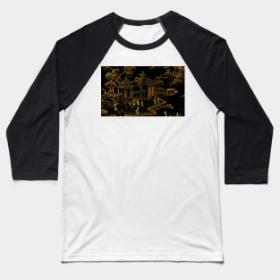 black and gold oriental silk pagodas Baseball T-Shirt